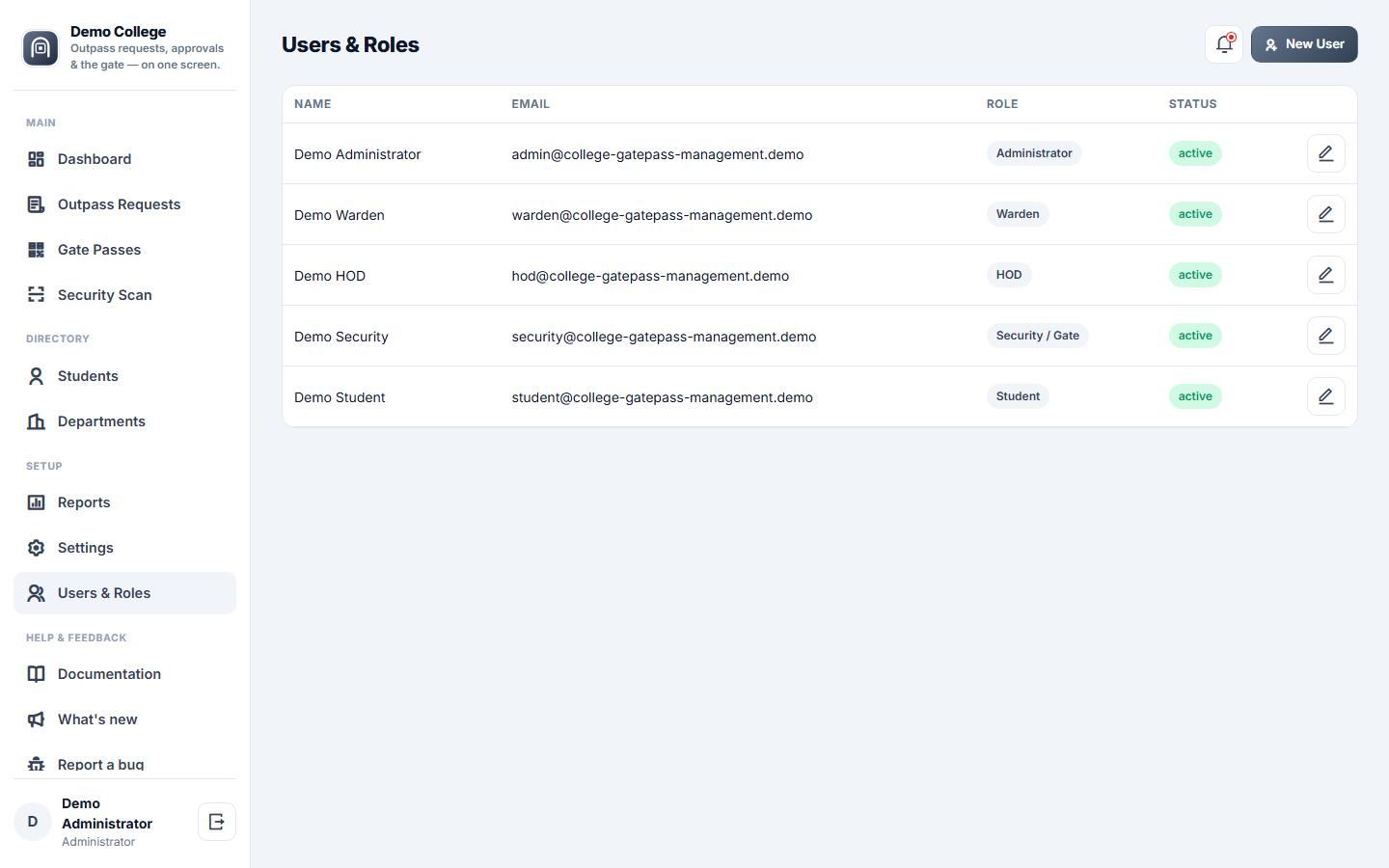 College Outpass & Gate Pass Management Software screenshot