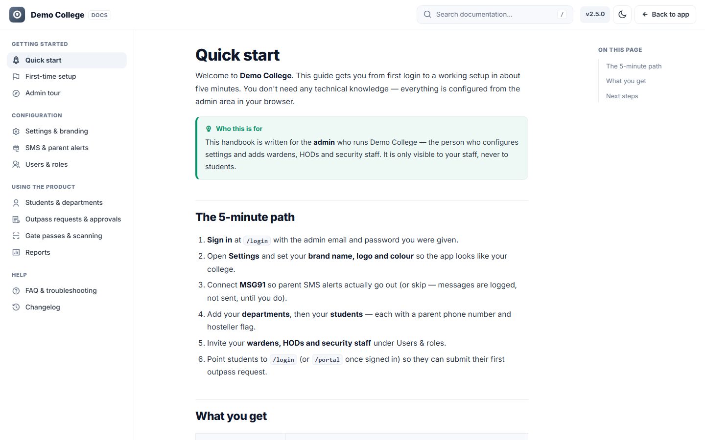 College Outpass & Gate Pass Management Software screenshot