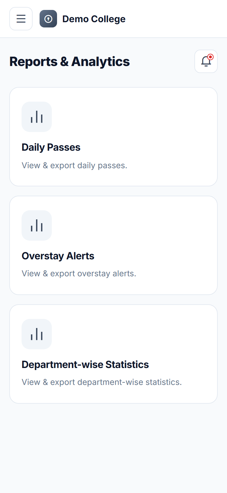 College Outpass & Gate Pass Management Software screenshot