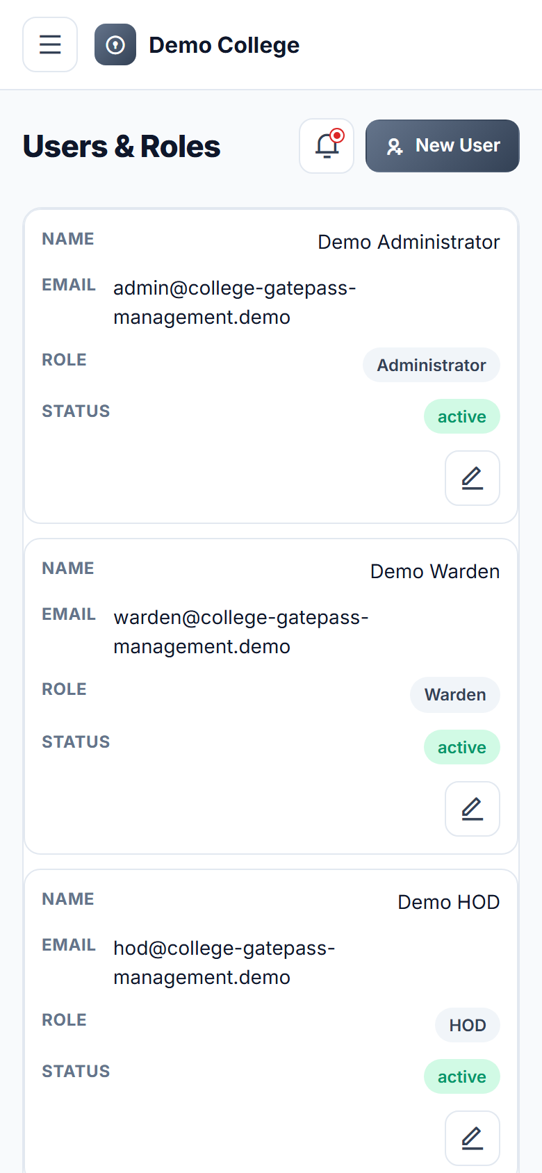 College Outpass & Gate Pass Management Software screenshot