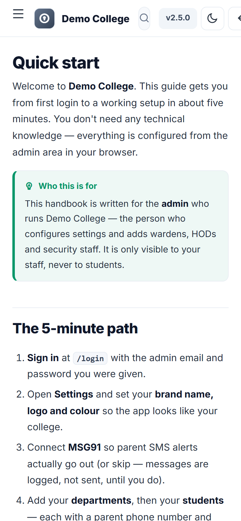 College Outpass & Gate Pass Management Software screenshot