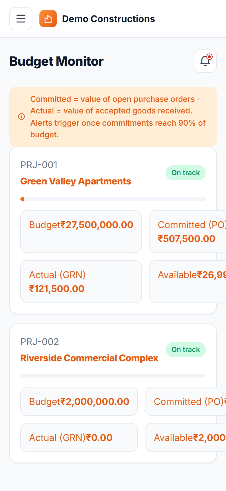 Construction Material Procurement & Vendor Management System screenshot