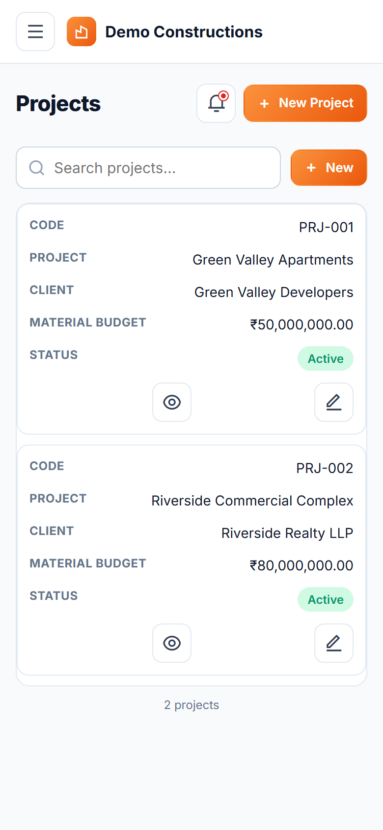 Construction Material Procurement & Vendor Management System screenshot