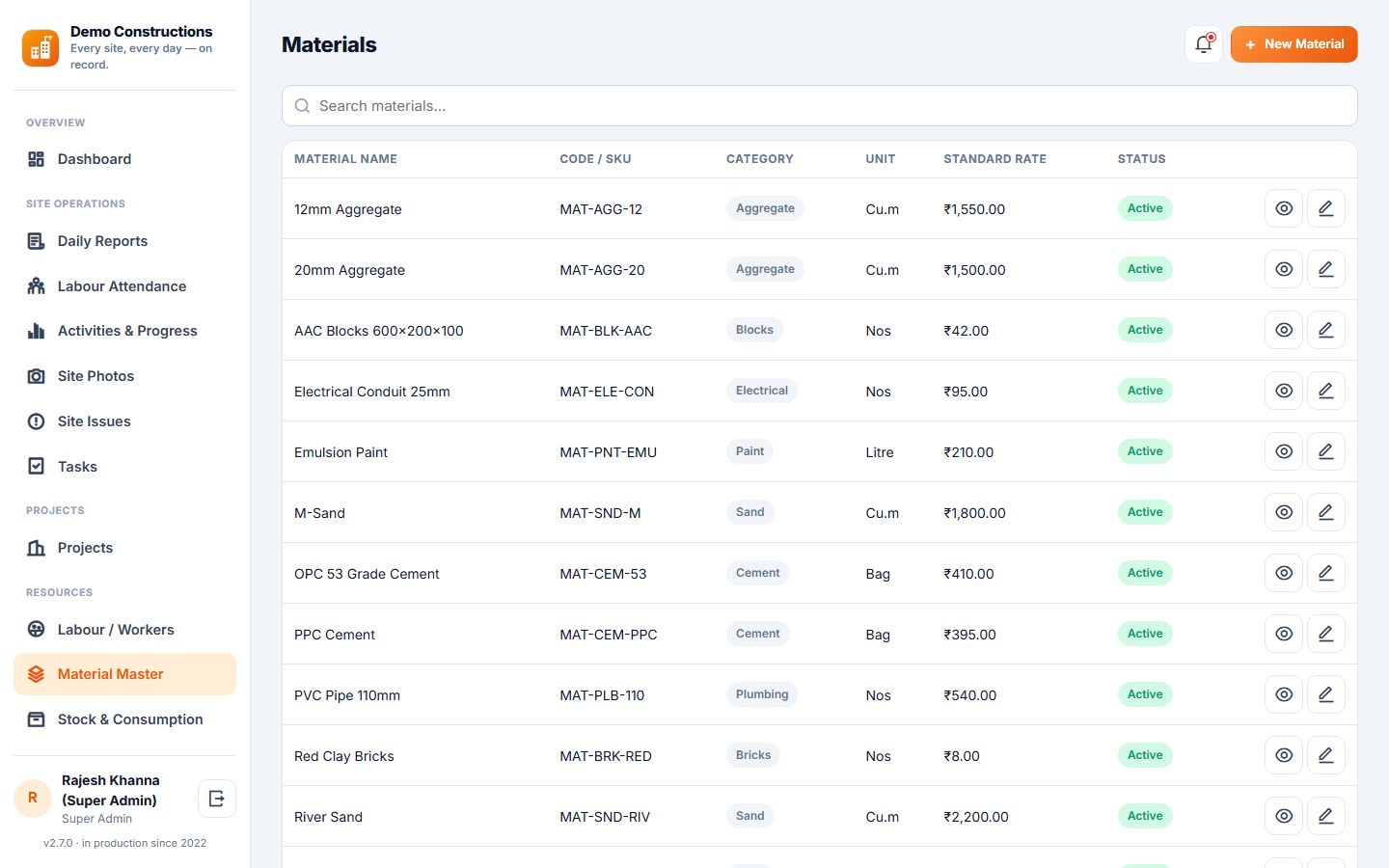 Construction Site Daily Reporting Software screenshot