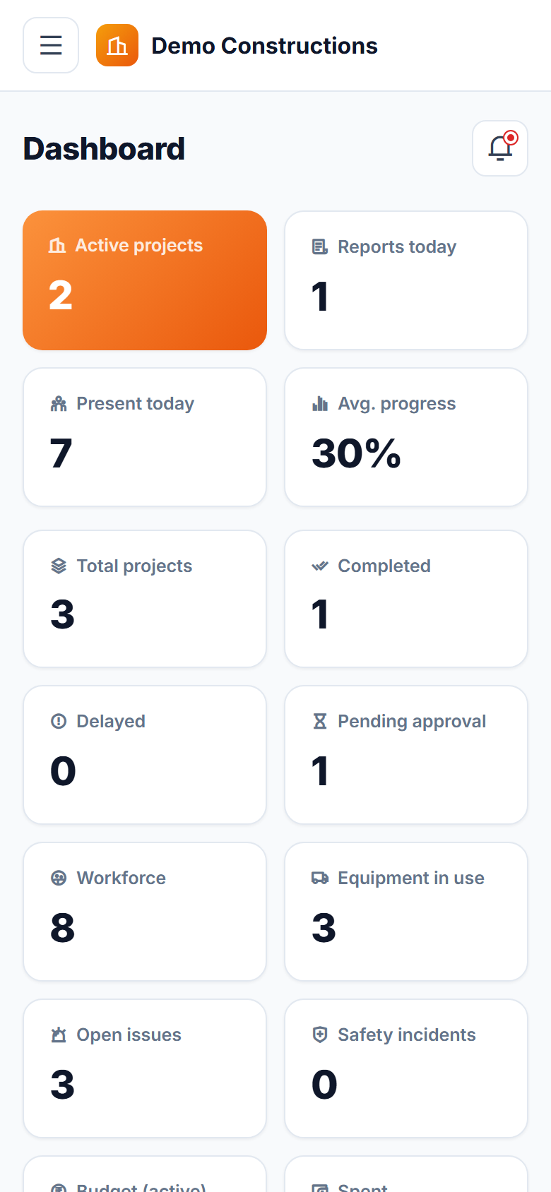 Construction Site Daily Reporting Software screenshot