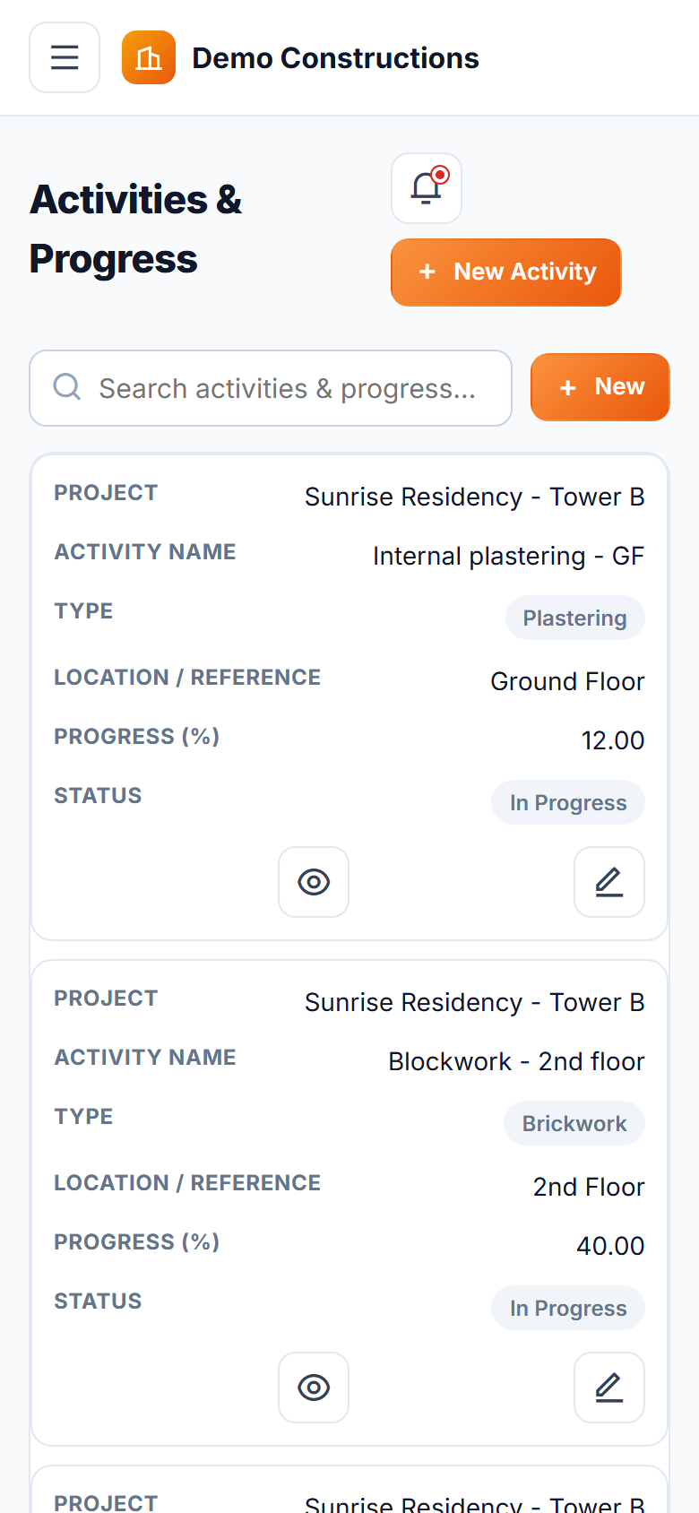 Construction Site Daily Reporting Software screenshot