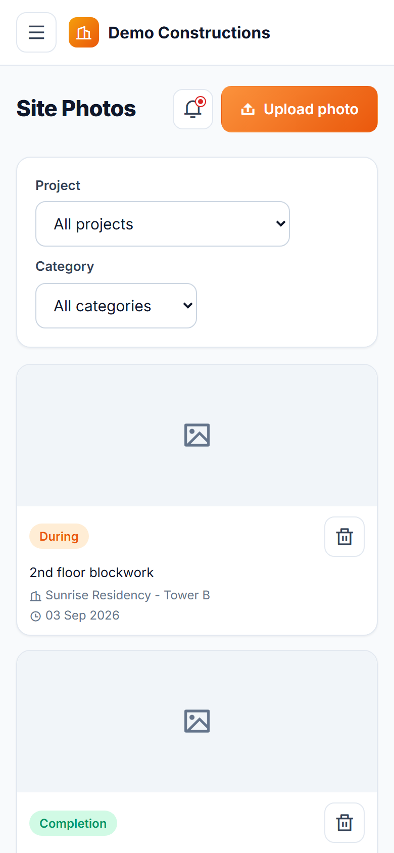 Construction Site Daily Reporting Software screenshot