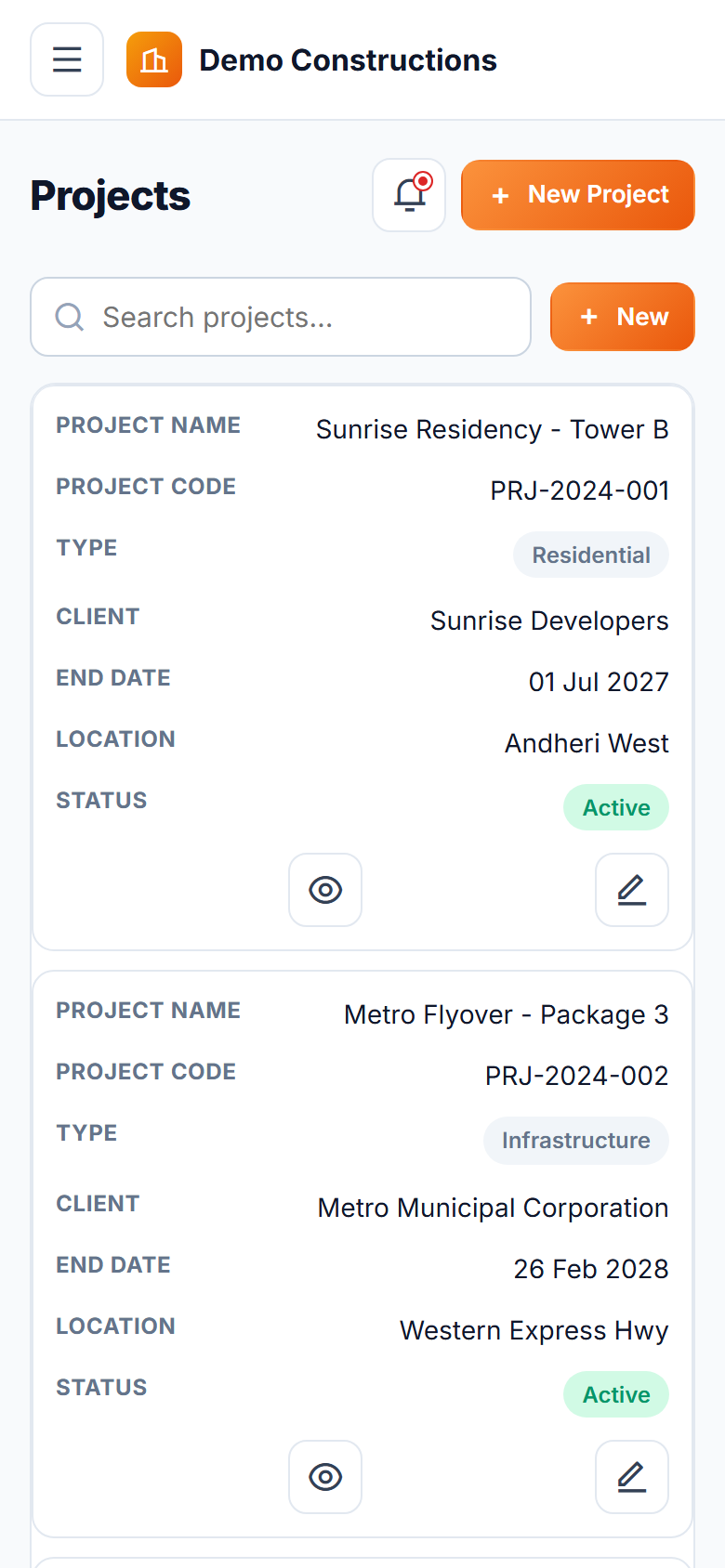 Construction Site Daily Reporting Software screenshot