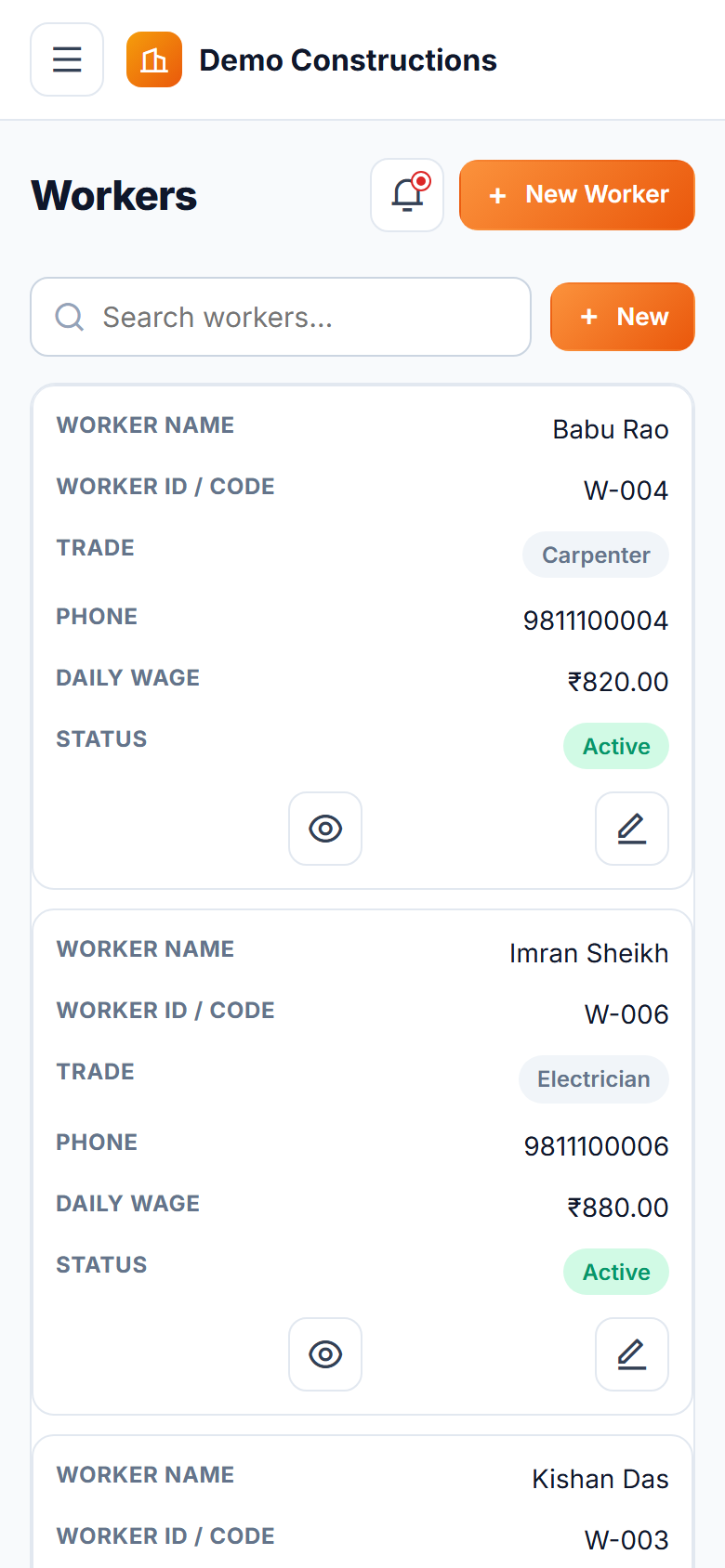 Construction Site Daily Reporting Software screenshot