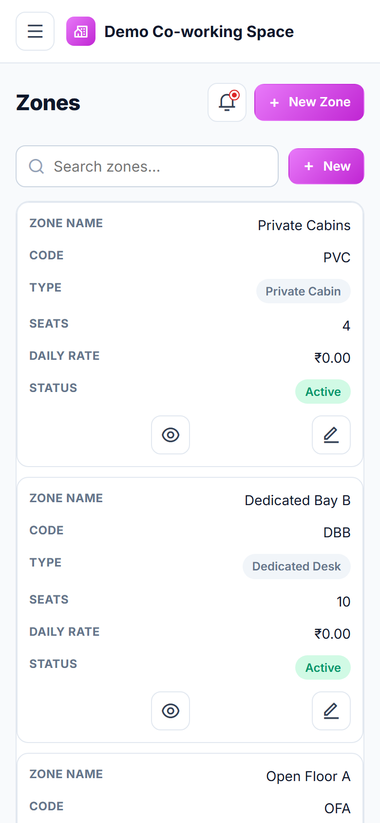 Co-working Space Booking and Management Software screenshot