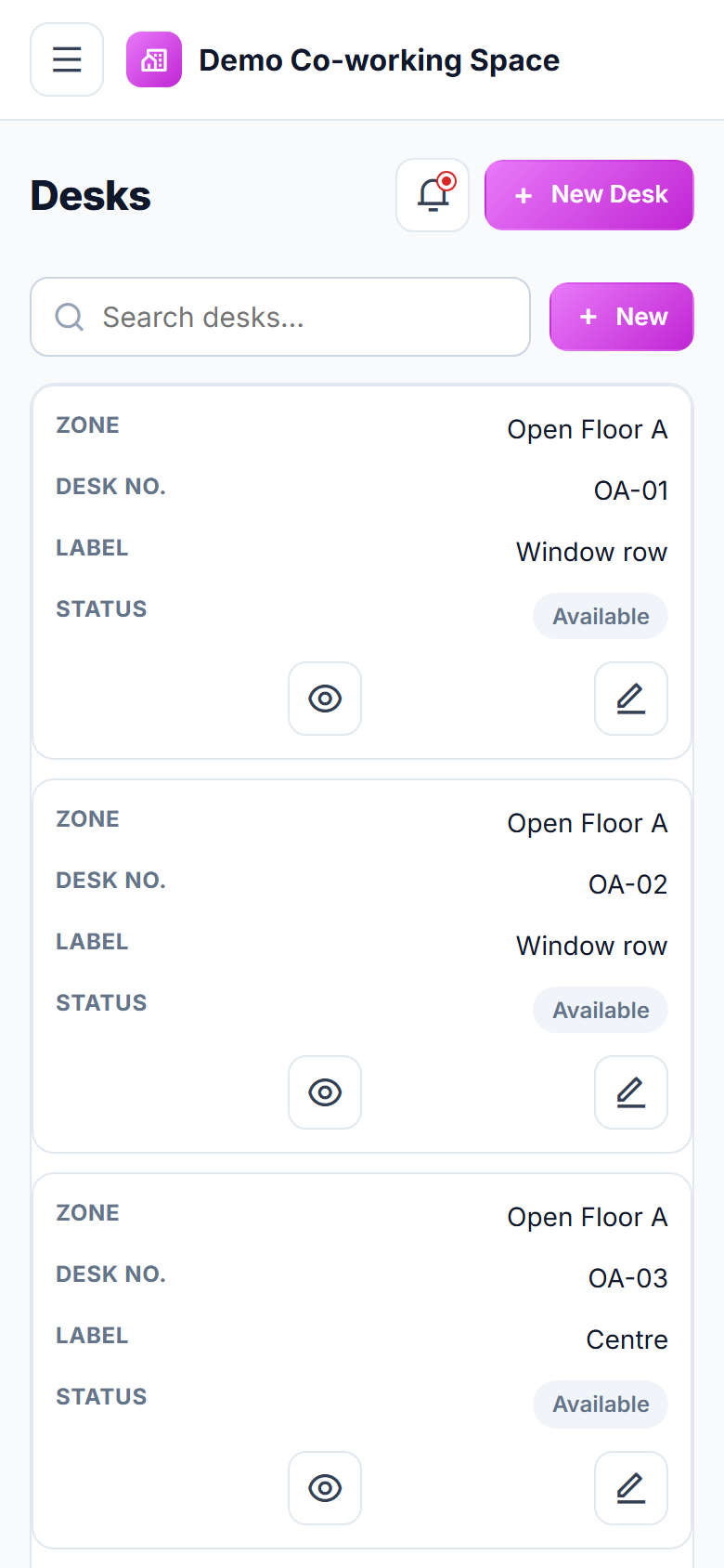 Co-working Space Booking and Management Software screenshot