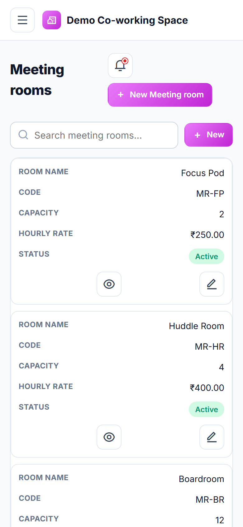 Co-working Space Booking and Management Software screenshot