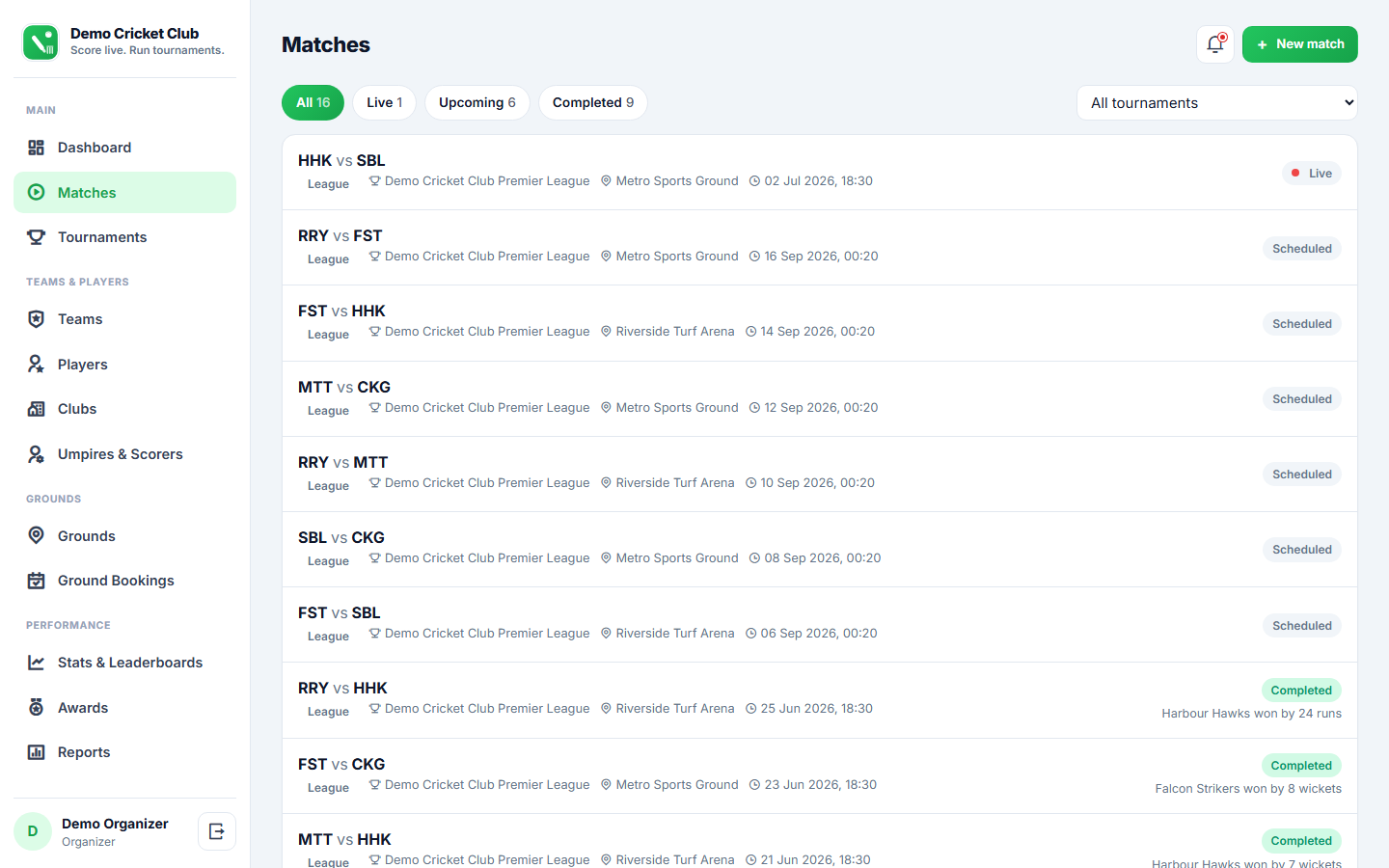 Cricket Scoring & Tournament Management Software screenshot