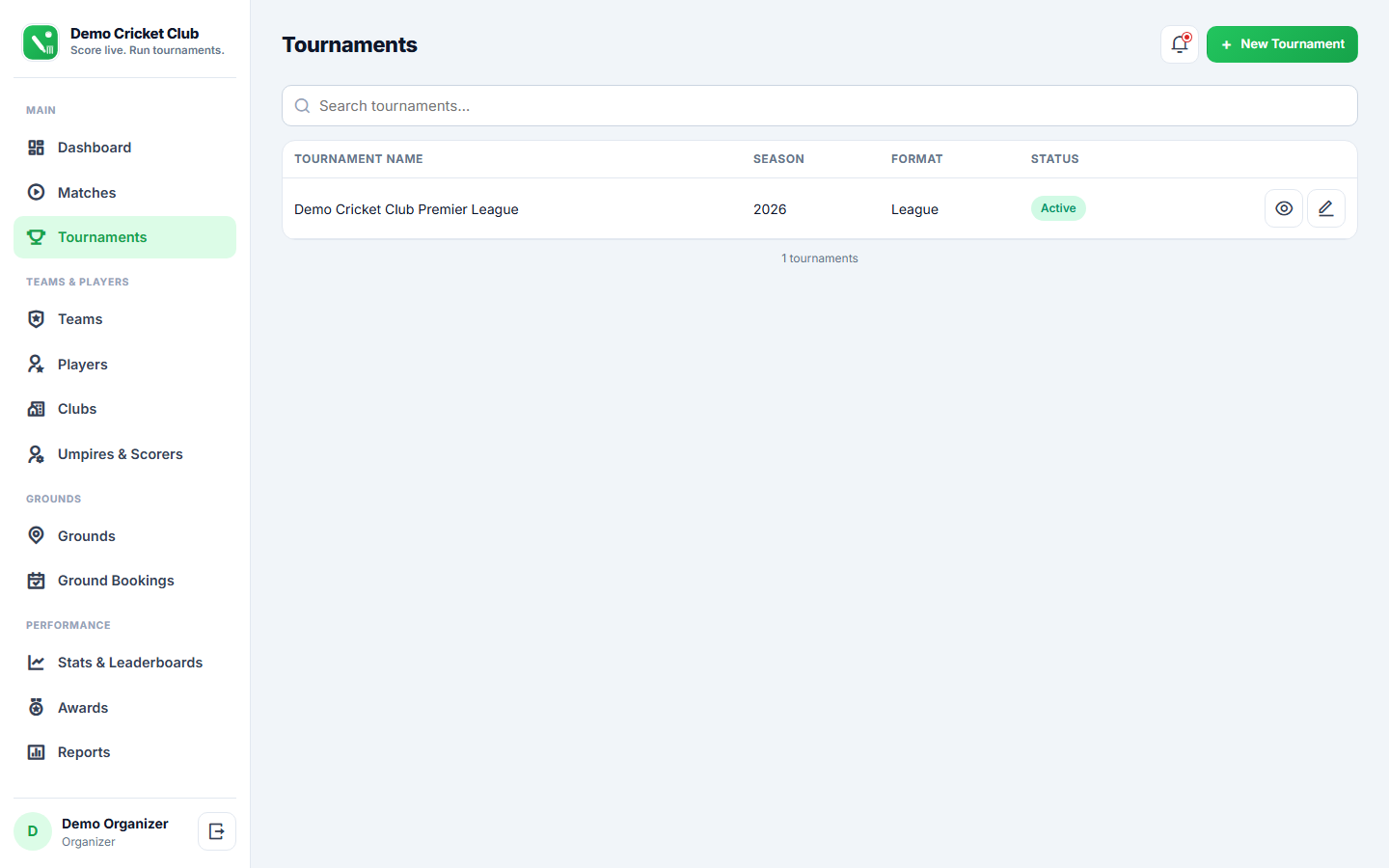 Cricket Scoring & Tournament Management Software screenshot