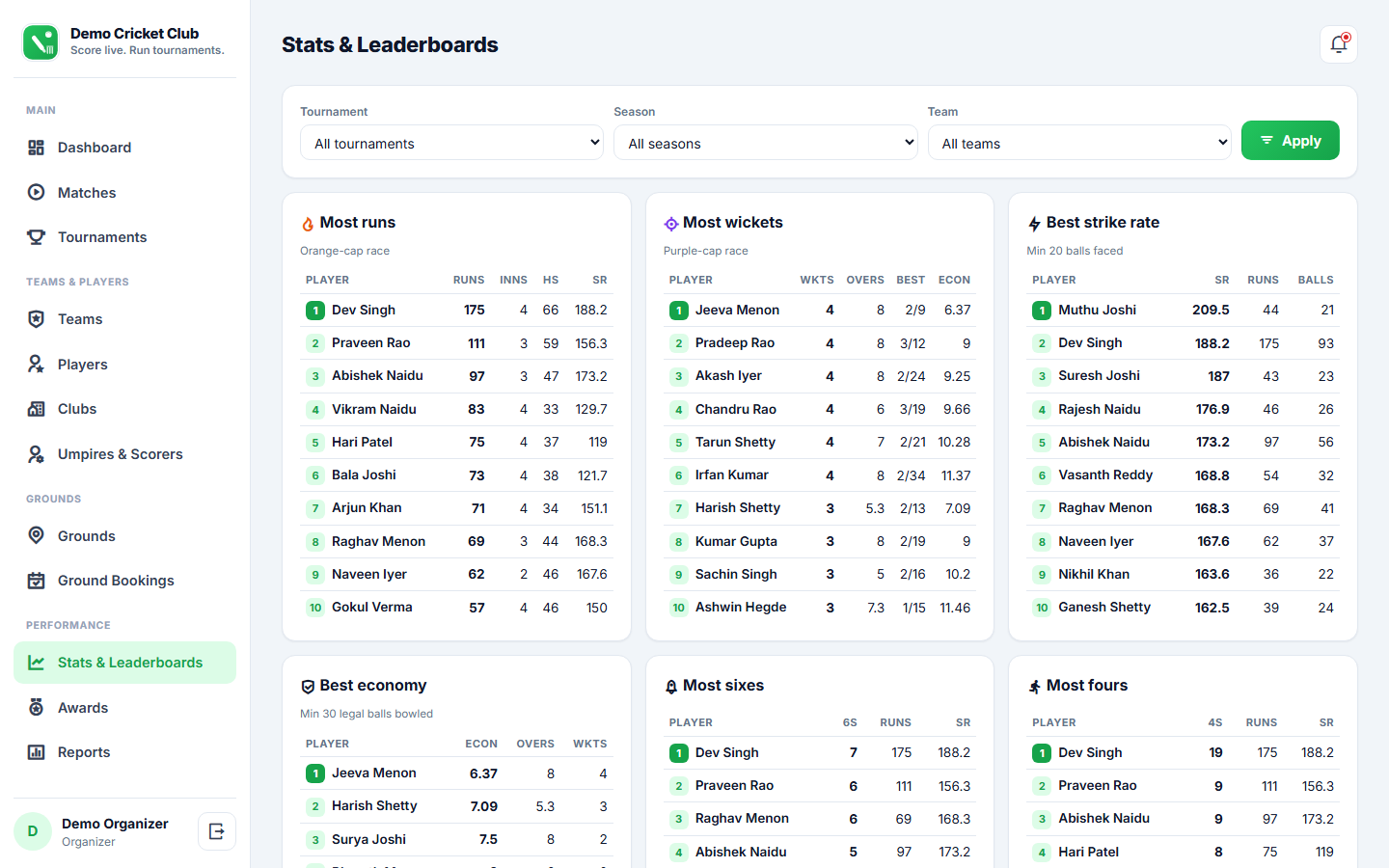 Cricket Scoring & Tournament Management Software screenshot