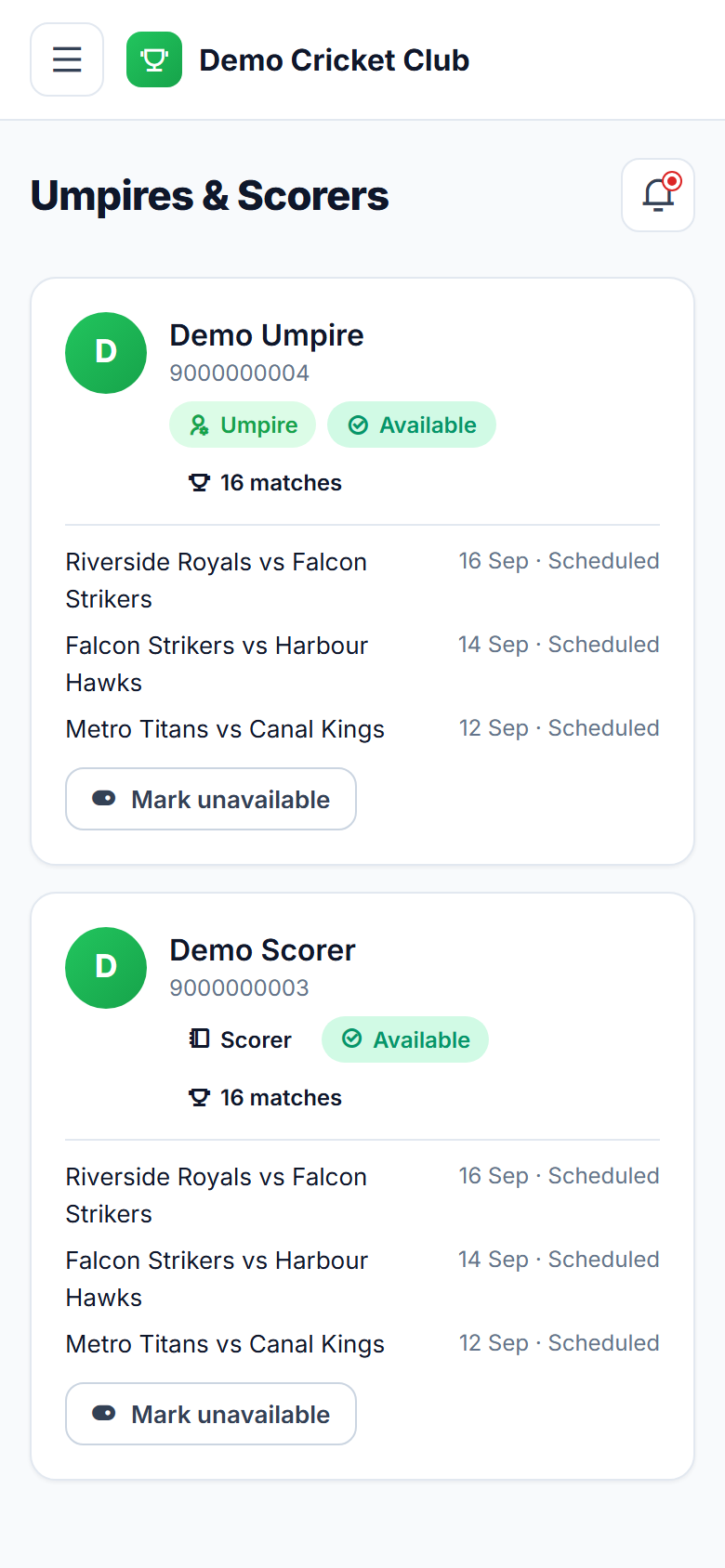 Cricket Scoring & Tournament Management Software screenshot