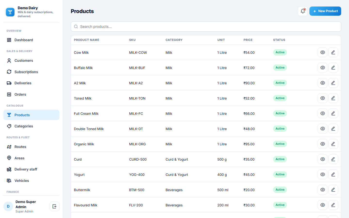 Milk & Dairy Subscription, Delivery and Billing Software screenshot