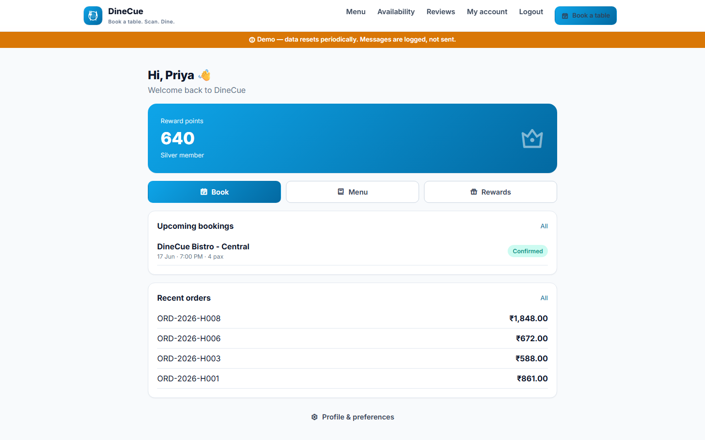 DineCue screenshot