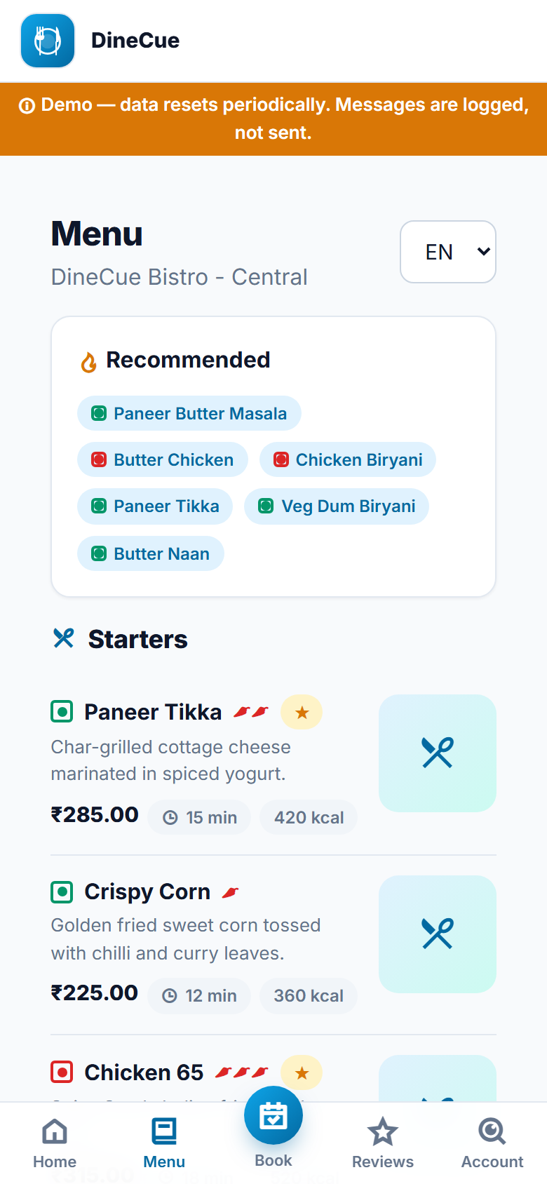 DineCue screenshot