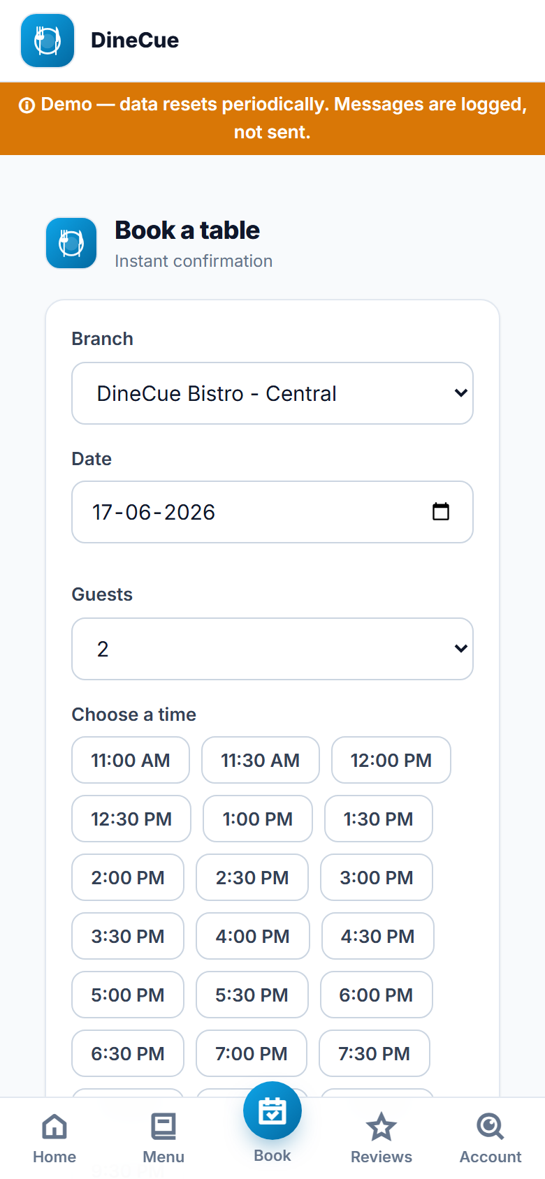 DineCue screenshot