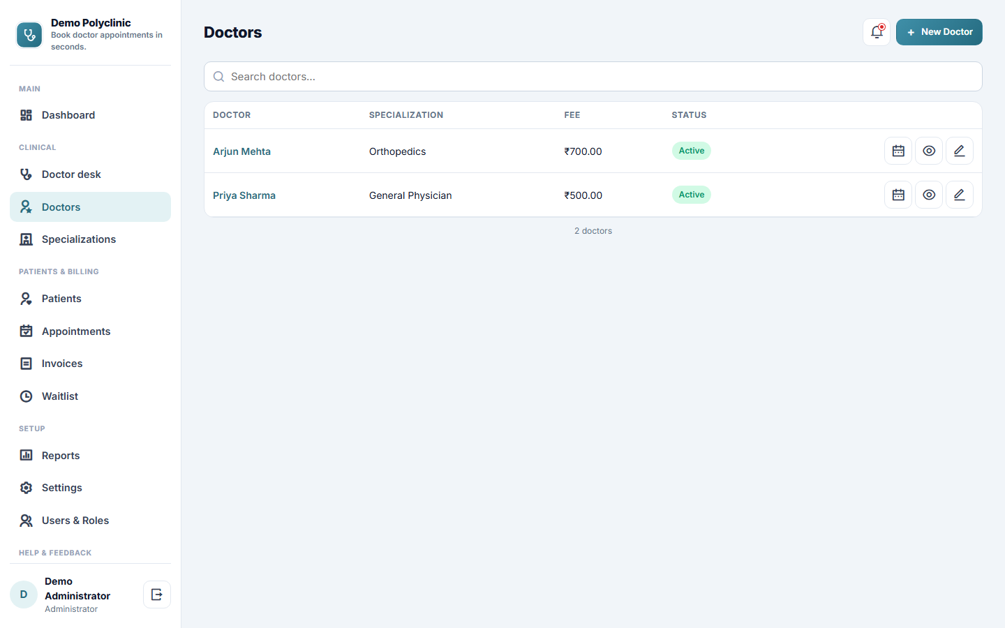 Doctor Appointment Booking Software screenshot