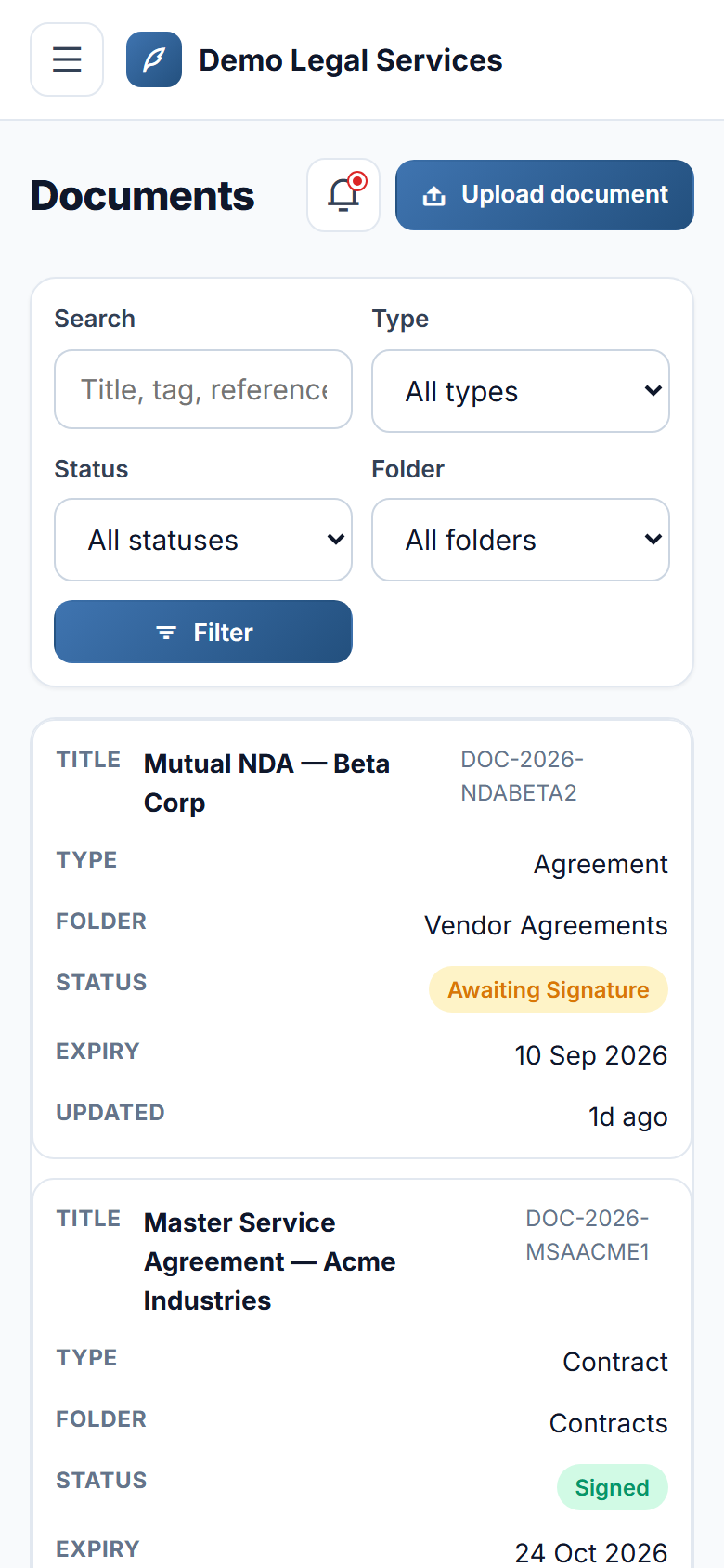 Document Management & E-Signature Software screenshot