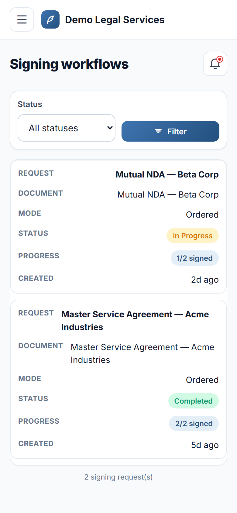 Document Management & E-Signature Software screenshot