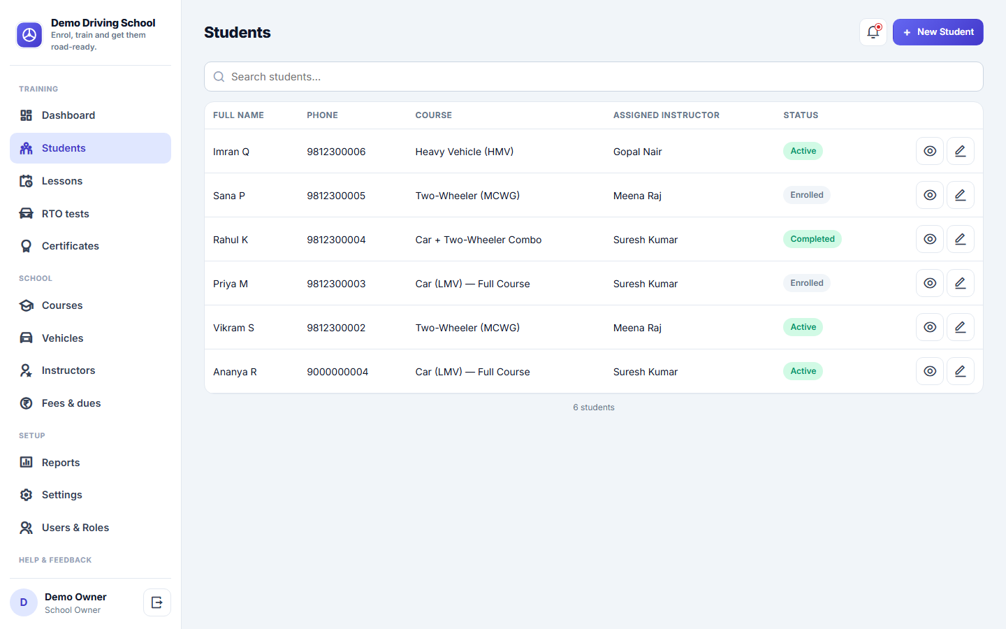 Driving School Management Software screenshot