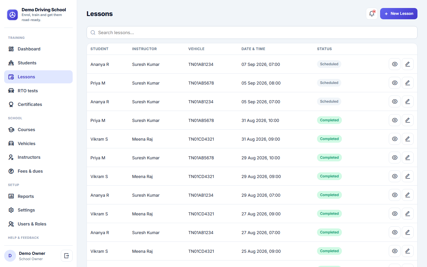 Driving School Management Software screenshot
