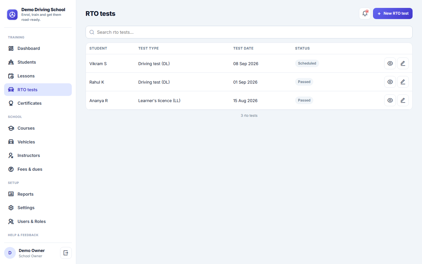 Driving School Management Software screenshot
