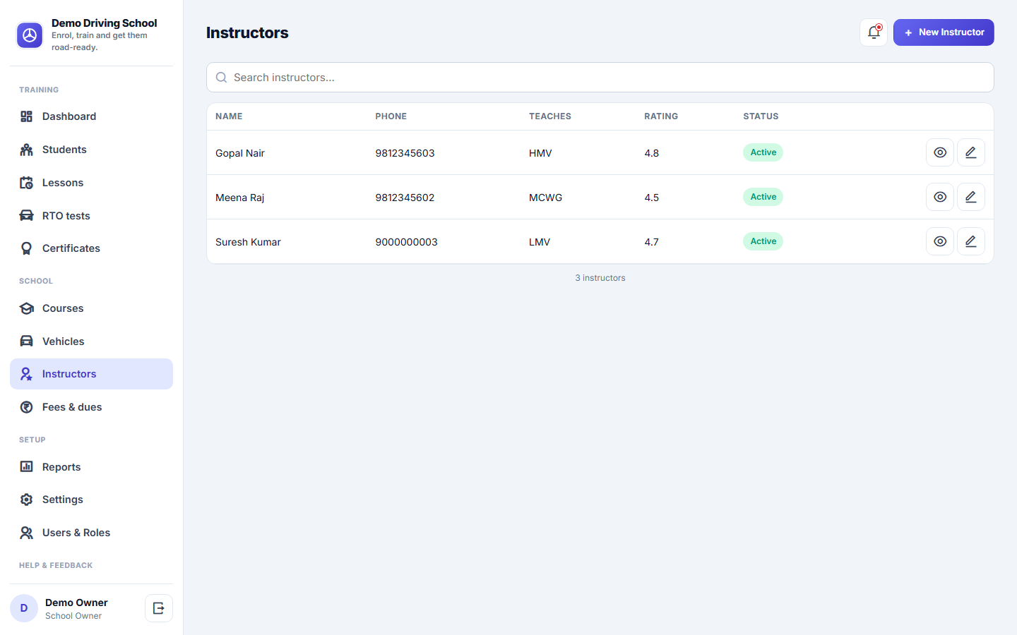 Driving School Management Software screenshot