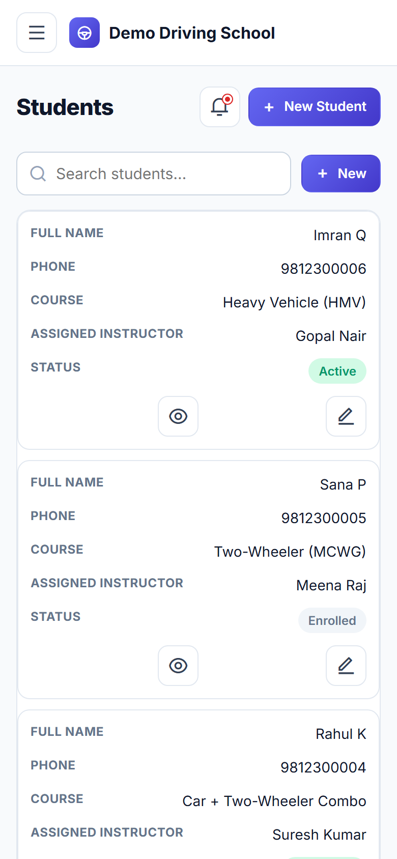 Driving School Management Software screenshot