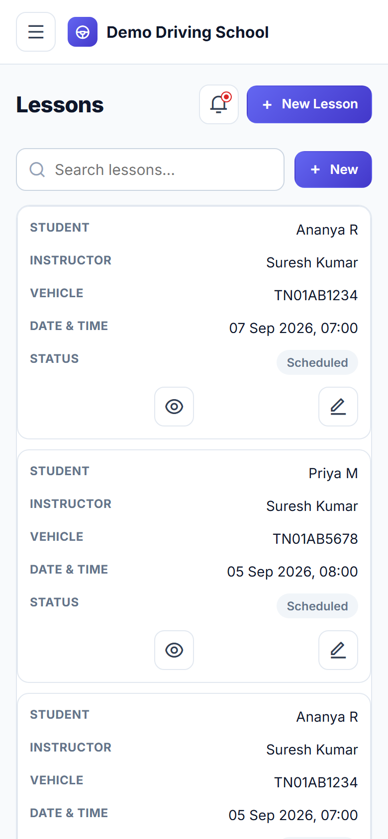 Driving School Management Software screenshot
