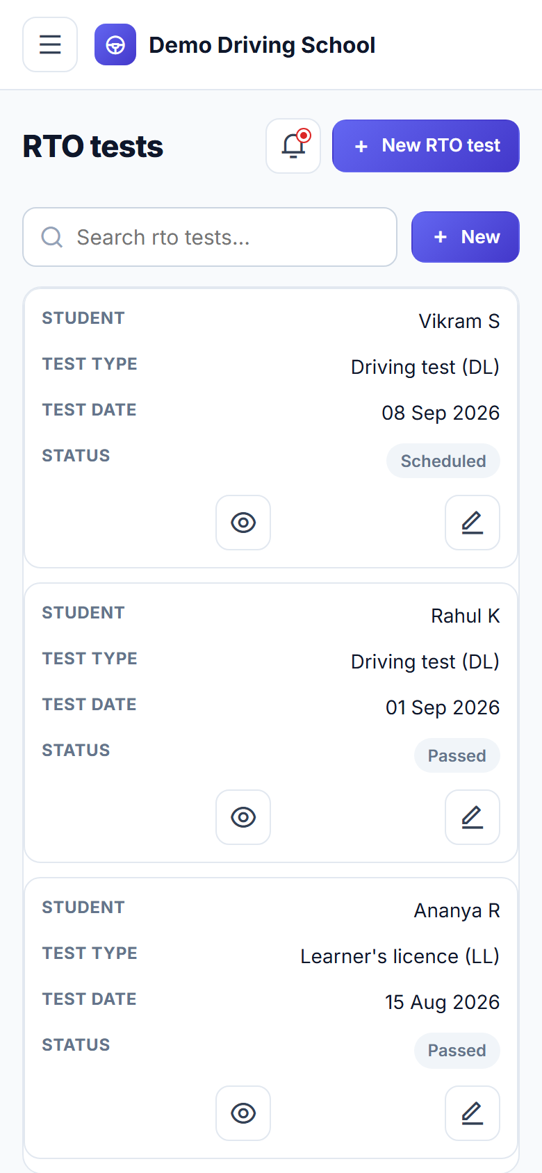 Driving School Management Software screenshot