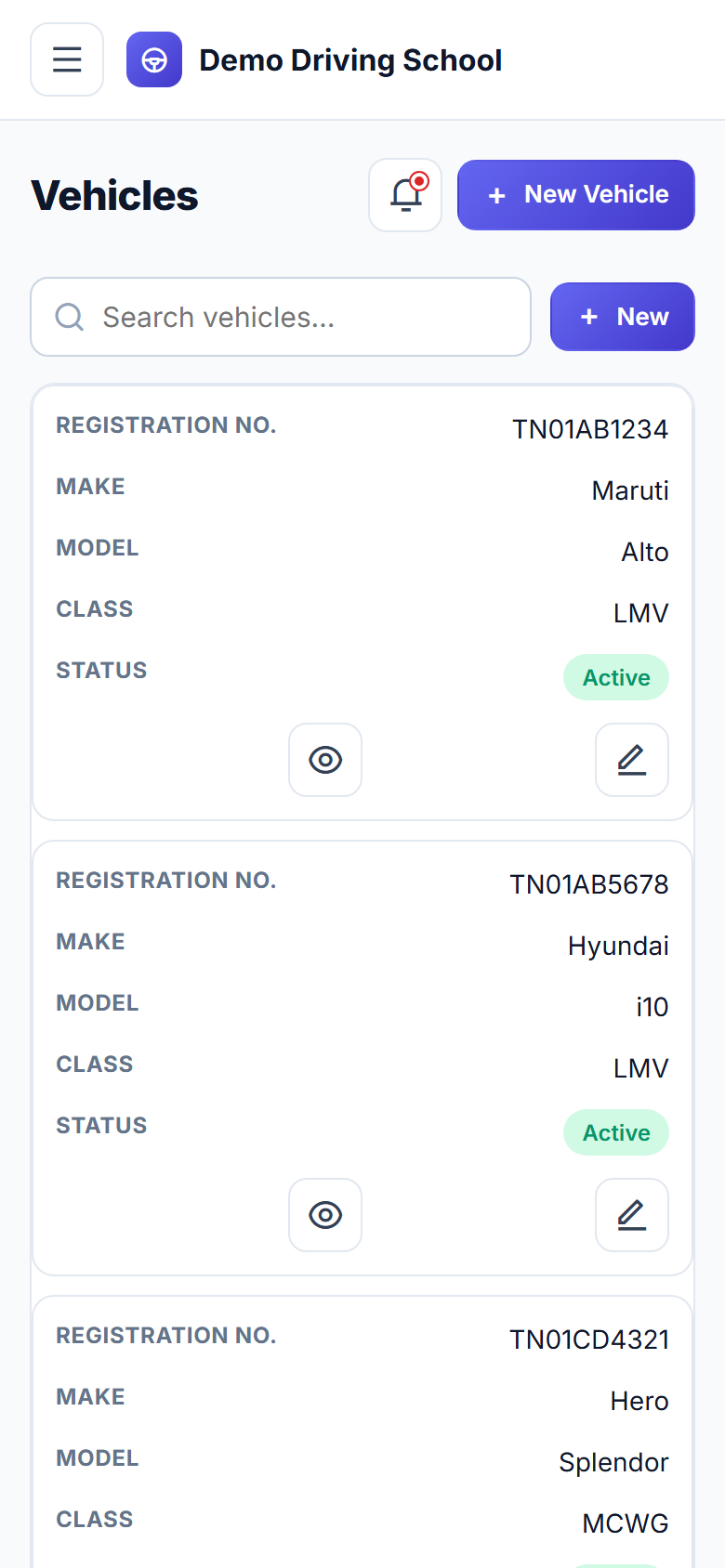 Driving School Management Software screenshot