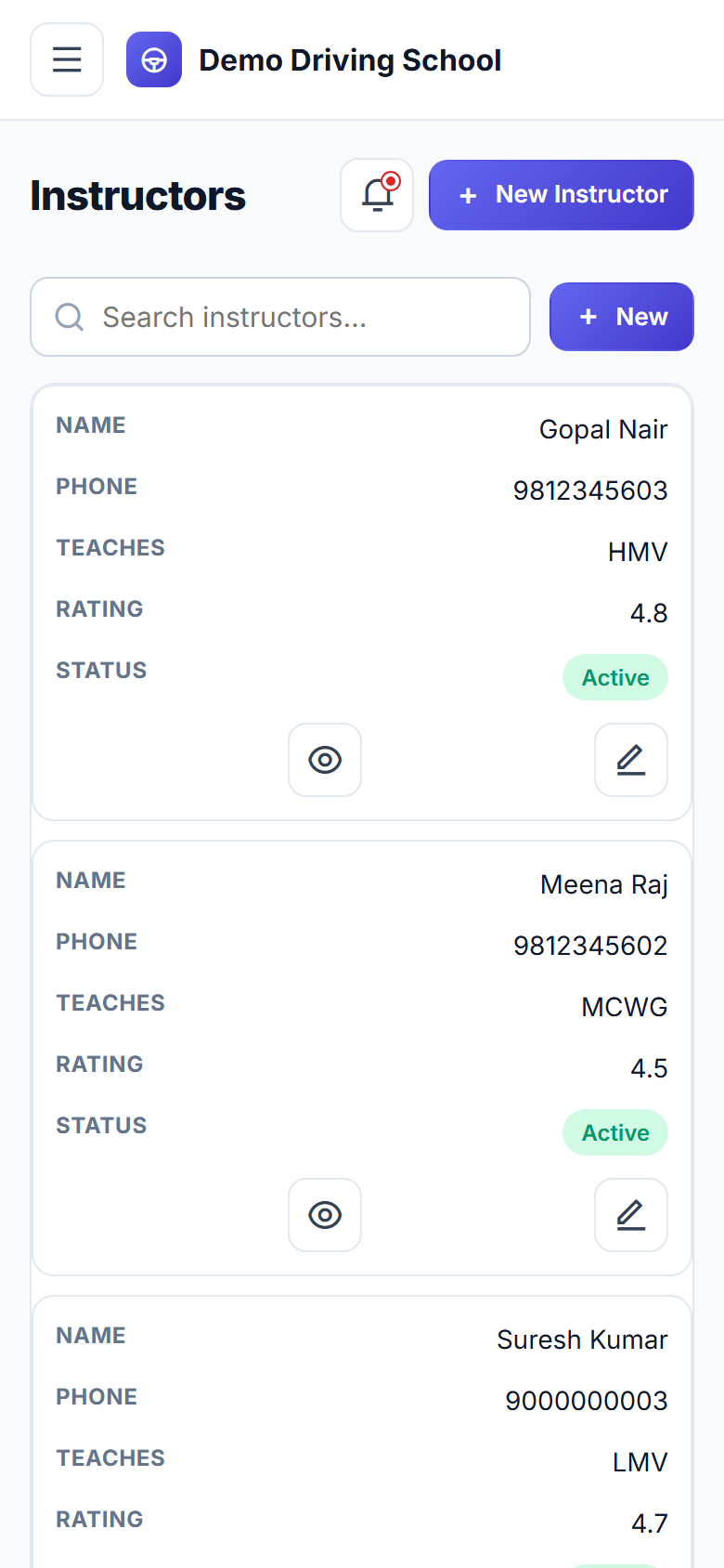 Driving School Management Software screenshot