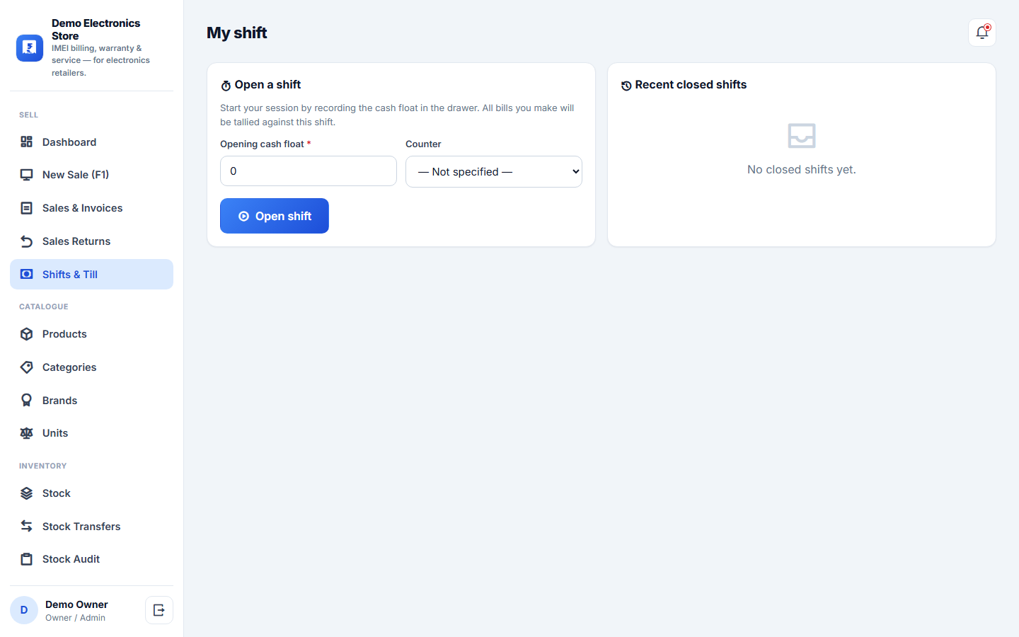 Electronics Store Billing, Warranty & Service Management Software screenshot