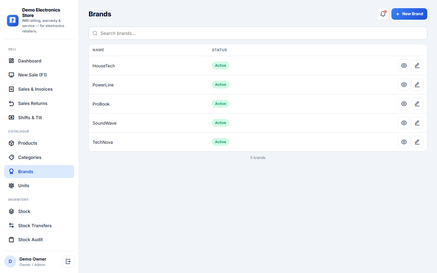 Electronics Store Billing, Warranty & Service Management Software screenshot