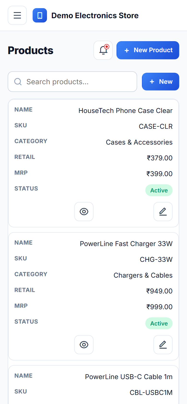 Electronics Store Billing, Warranty & Service Management Software screenshot