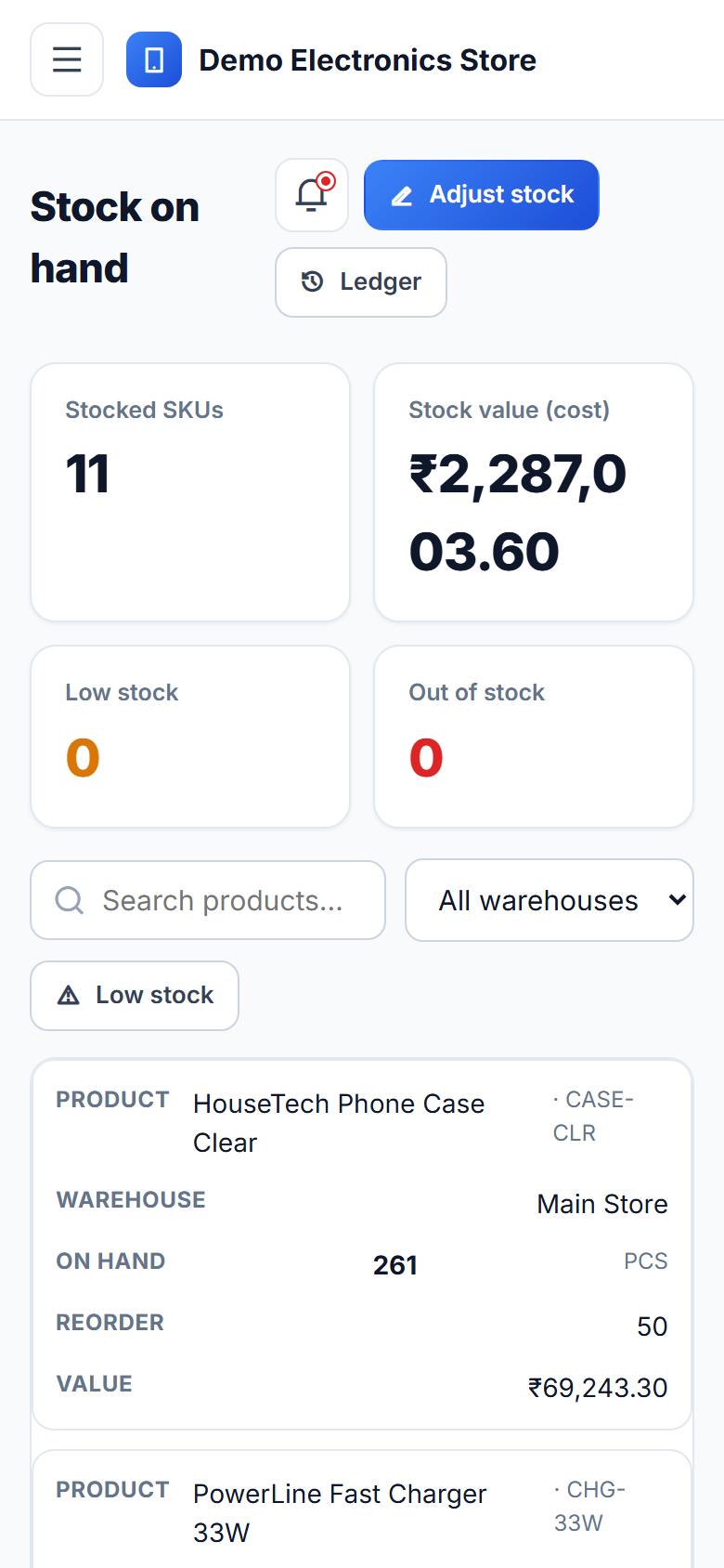 Electronics Store Billing, Warranty & Service Management Software screenshot