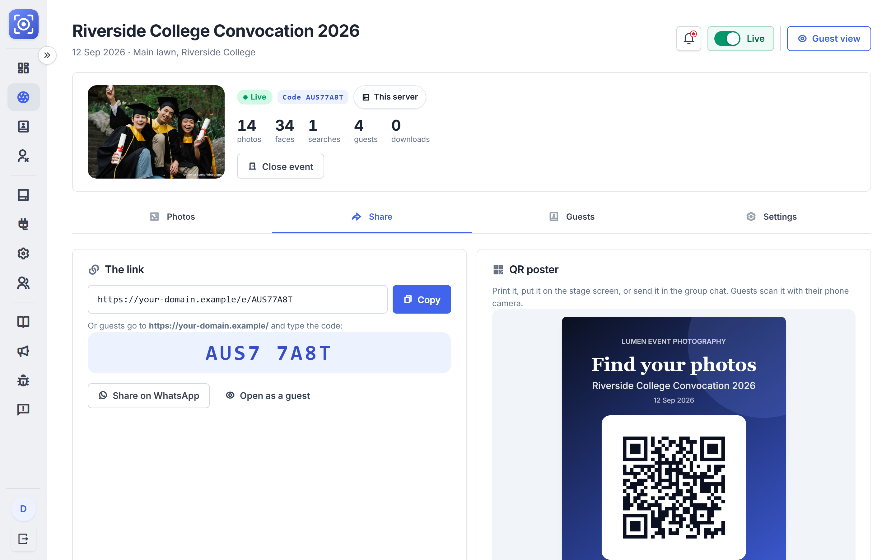 Event Photo Sharing Software with Face Recognition screenshot