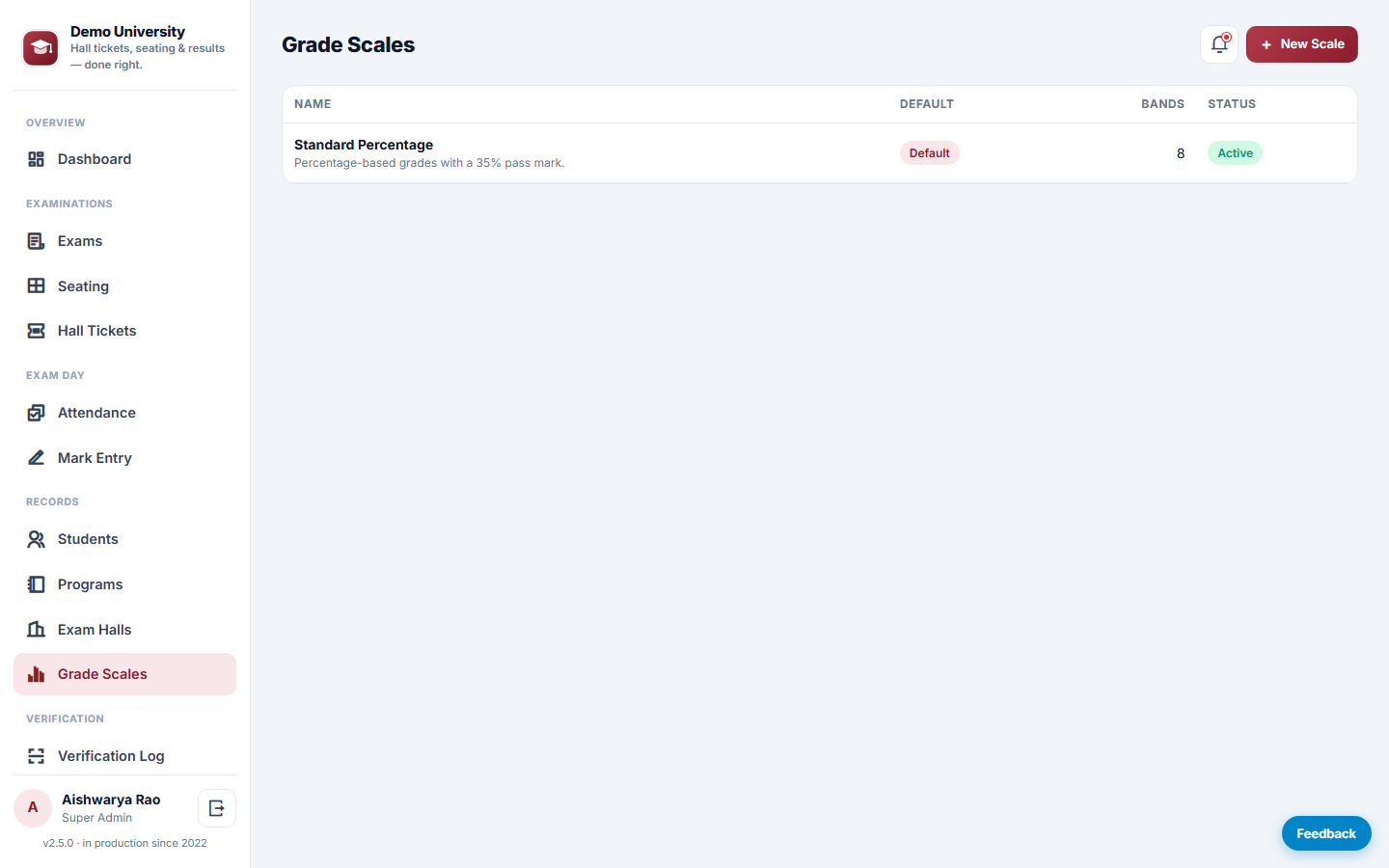 Exam Hall Ticket & Result Management System screenshot