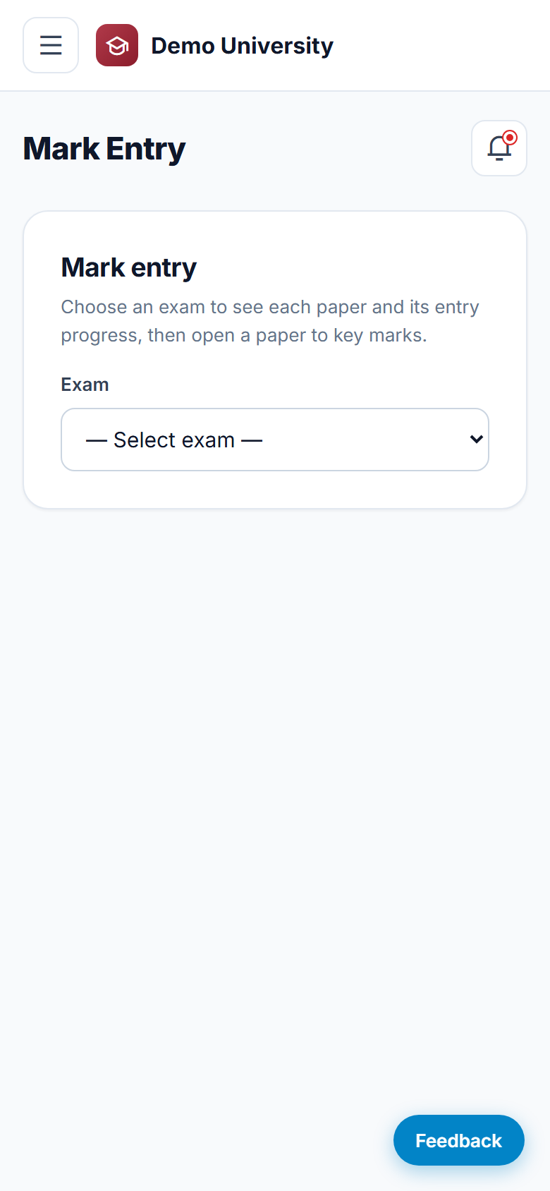 Exam Hall Ticket & Result Management System screenshot