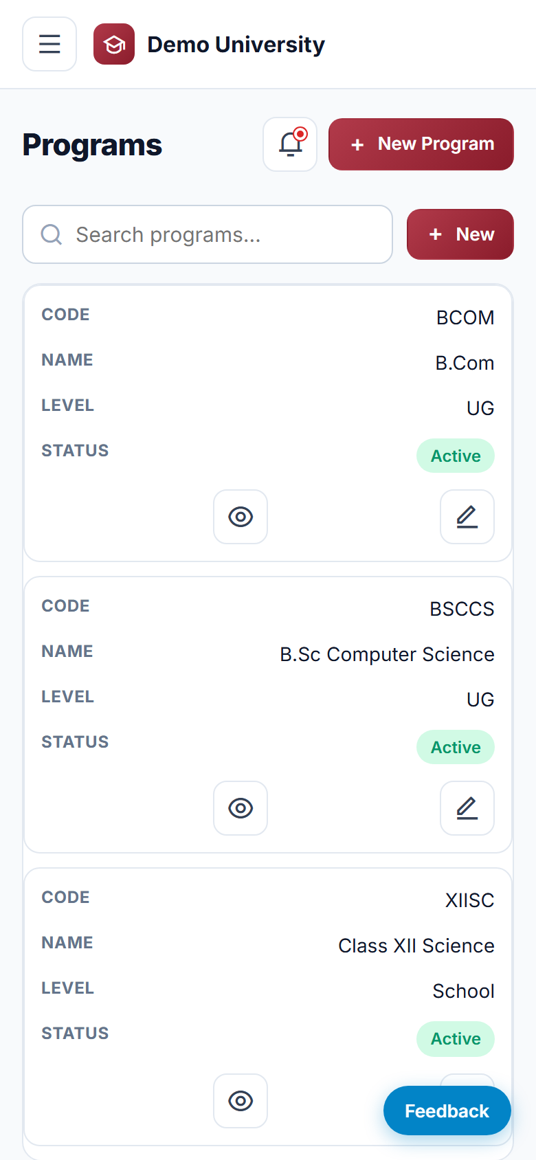 Exam Hall Ticket & Result Management System screenshot
