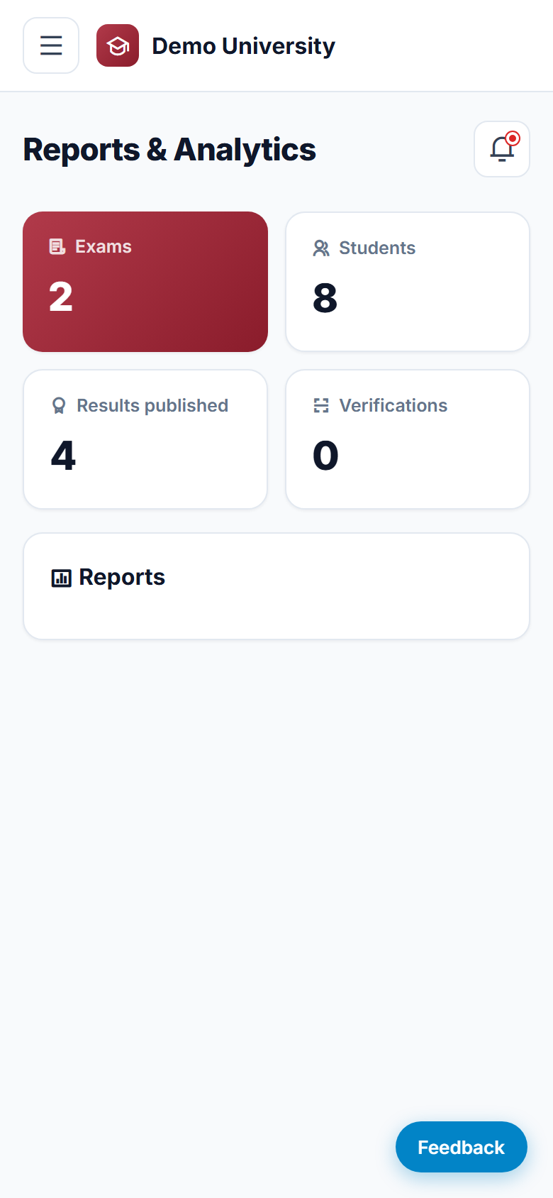 Exam Hall Ticket & Result Management System screenshot