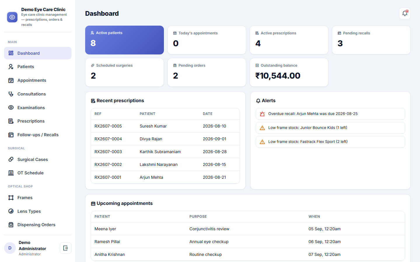 Eye Care Clinic Management Software screenshot