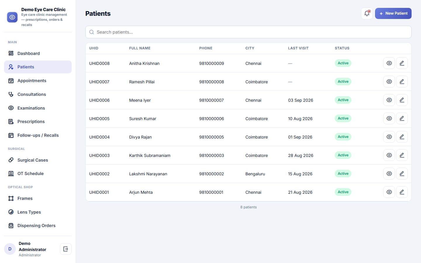 Eye Care Clinic Management Software screenshot