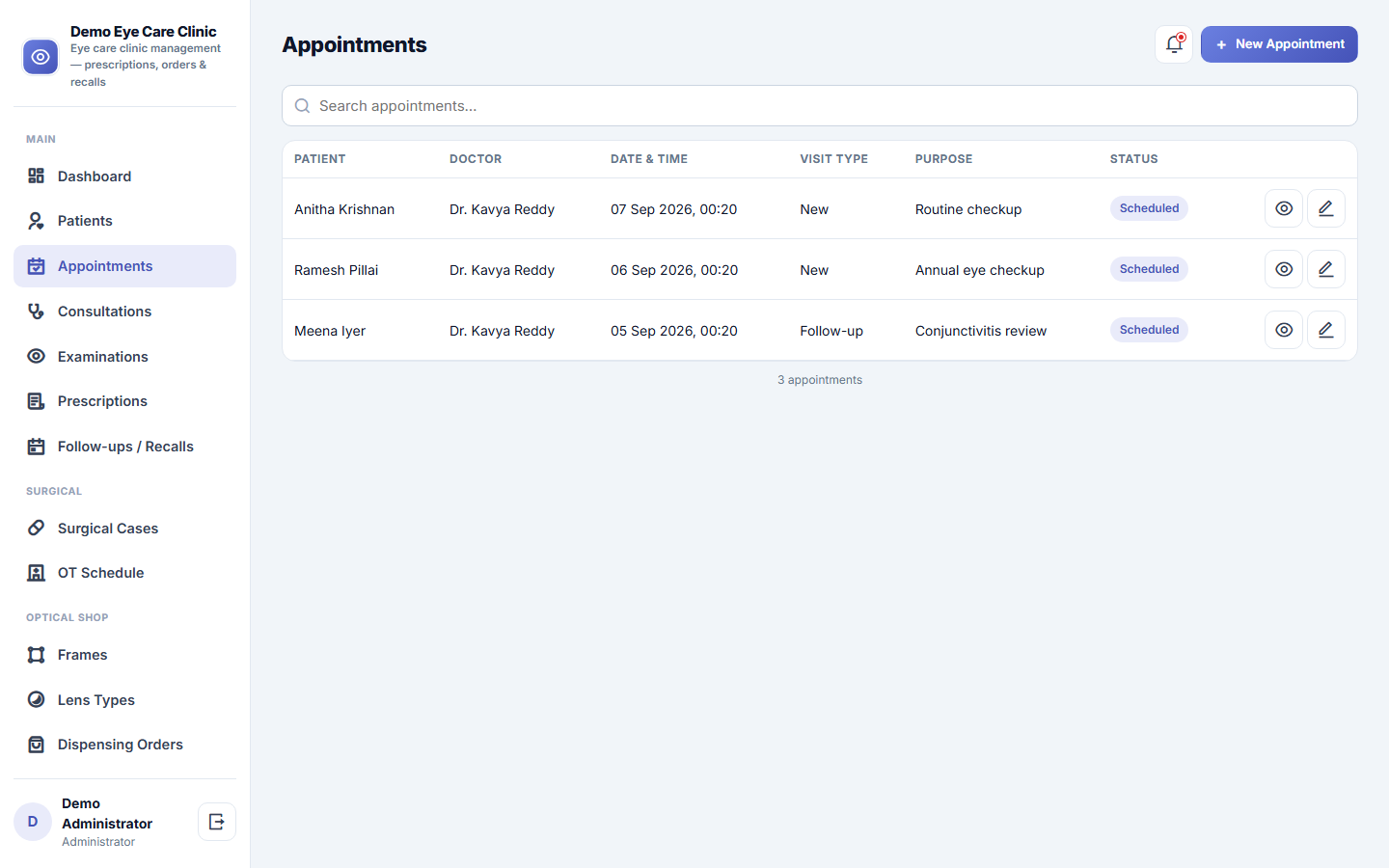 Eye Care Clinic Management Software screenshot