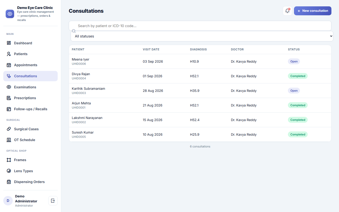 Eye Care Clinic Management Software screenshot