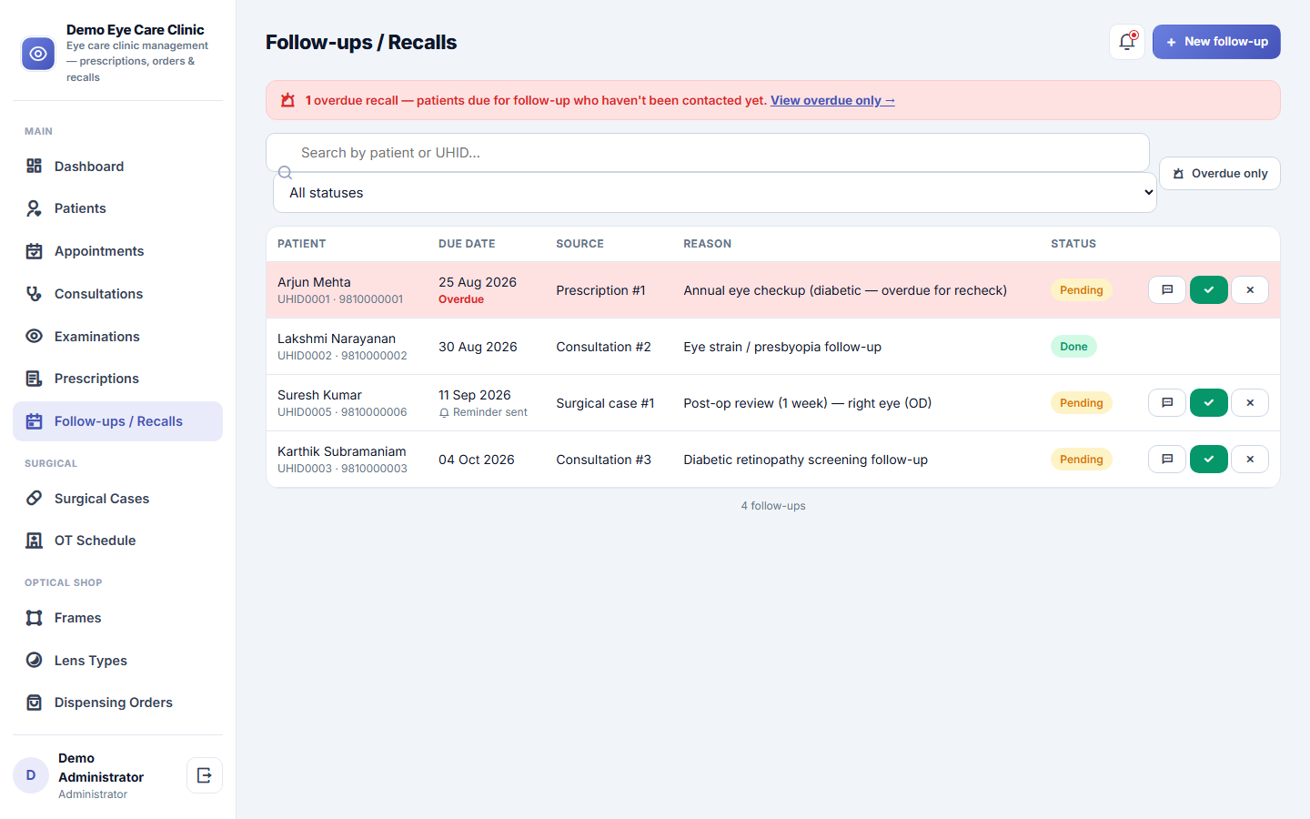 Eye Care Clinic Management Software screenshot